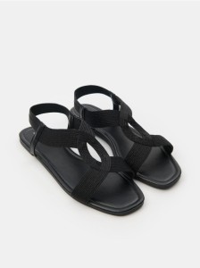 Sandały z plecionymi paskami - czarny