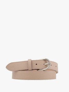 Beżowy pasek damski ze srebrną klamrą