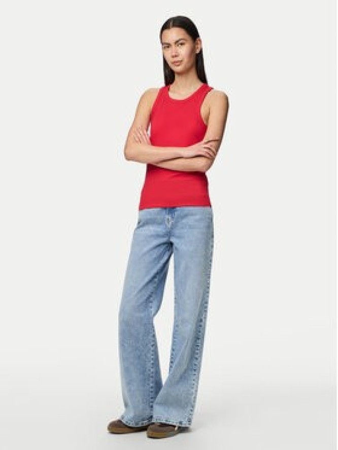 Pieces Top Ruka 17133673 Czerwony Slim Fit