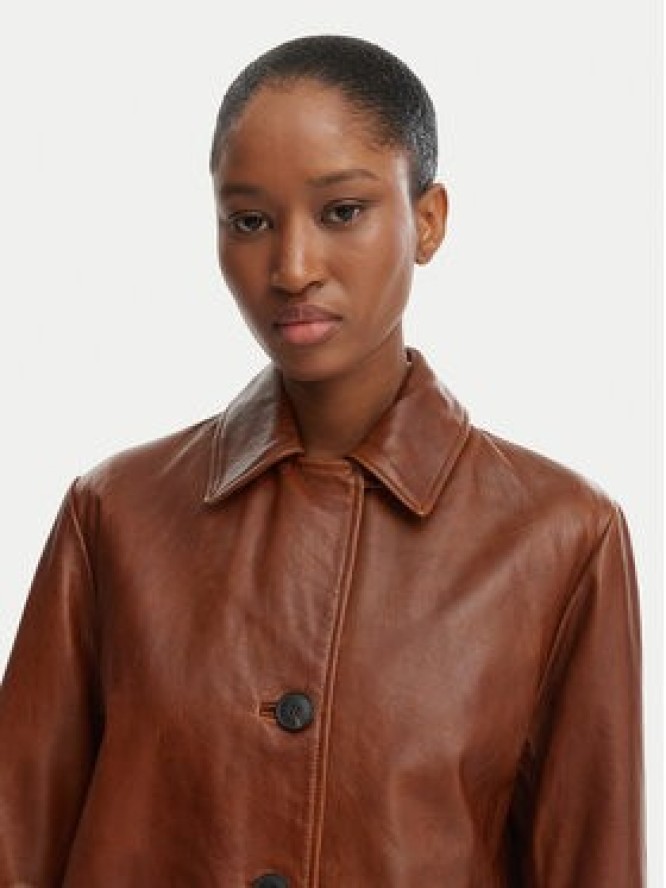 MAX&Co. Płaszcz skórzany Doppia 2616471021200 Brązowy Regular Fit