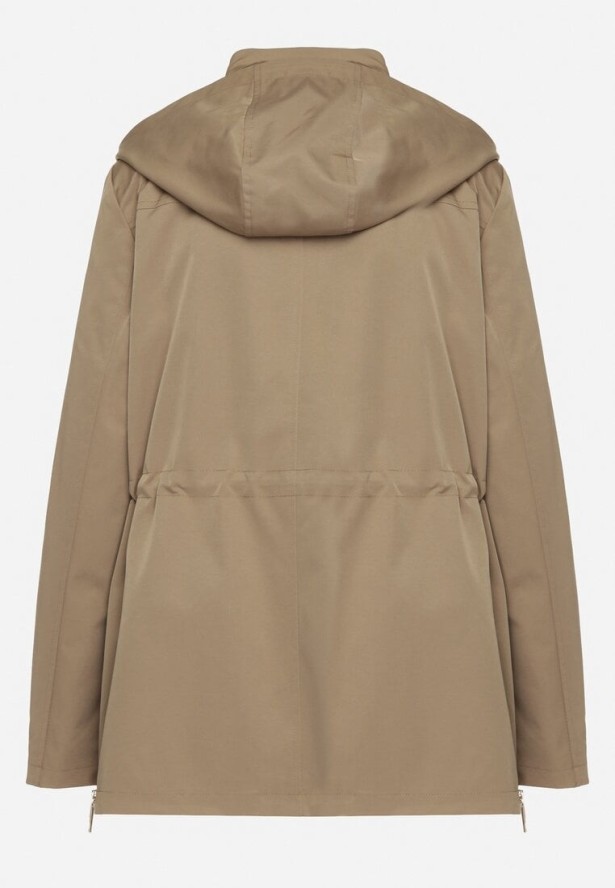 Zielona Kurtka Parka z Odpinanym Kapturem i Ozdobnymi Suwakami Velotia