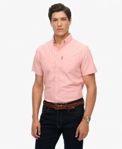 superdry Koszula Oxford krótki rękaw Rose Pink Chambray