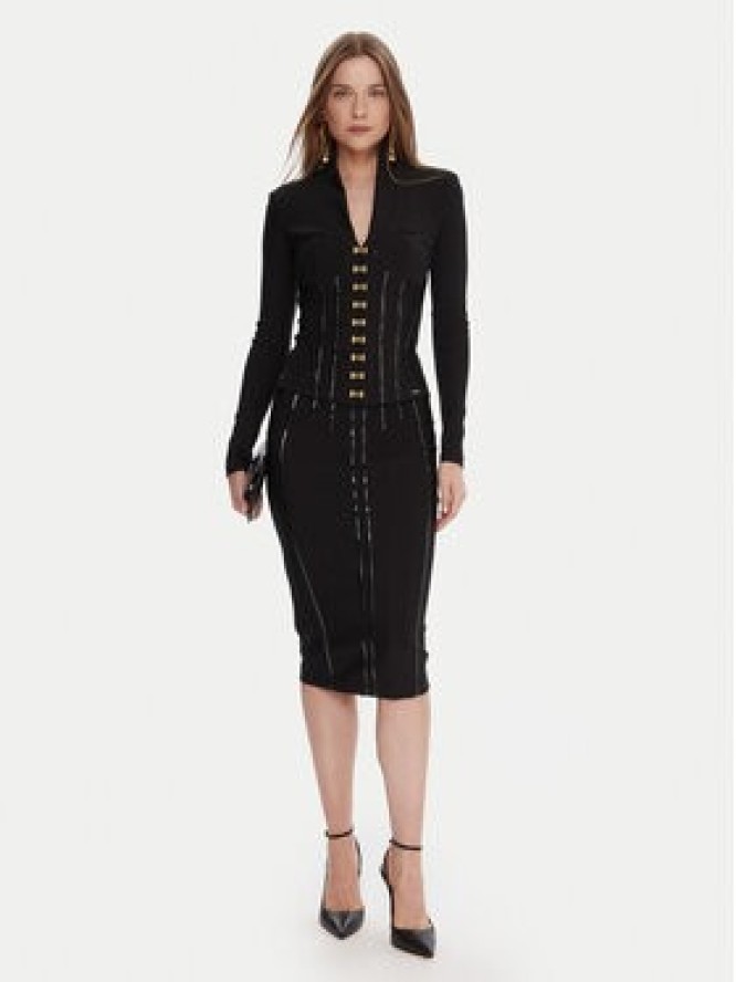 Elisabetta Franchi Marynarka GI-182-57E2-V590 Czarny Slim Fit