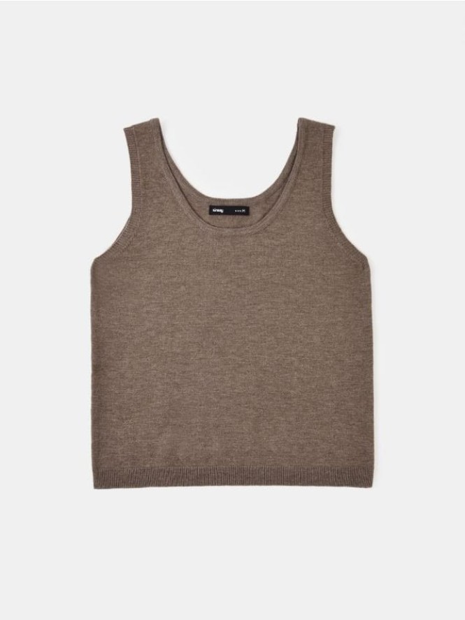 Sweter na ramiączkach basic - brązowy