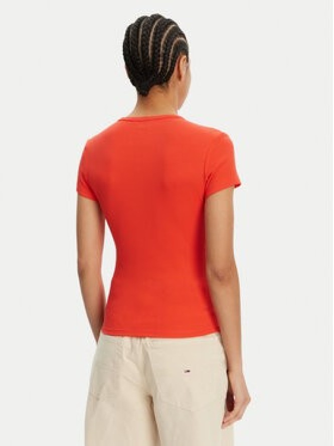 Tommy Jeans T-Shirt Essential DW0DW17383 Pomarańczowy Slim Fit