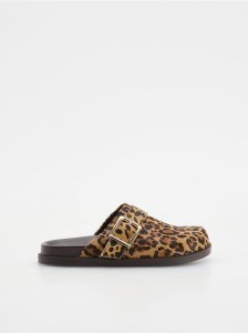 Skórzane mule w zwierzęcy wzór - wielobarwny