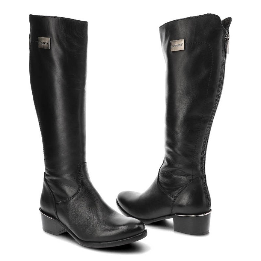 Czarne Kozaki Carinii Ocieplane Buty Damskie