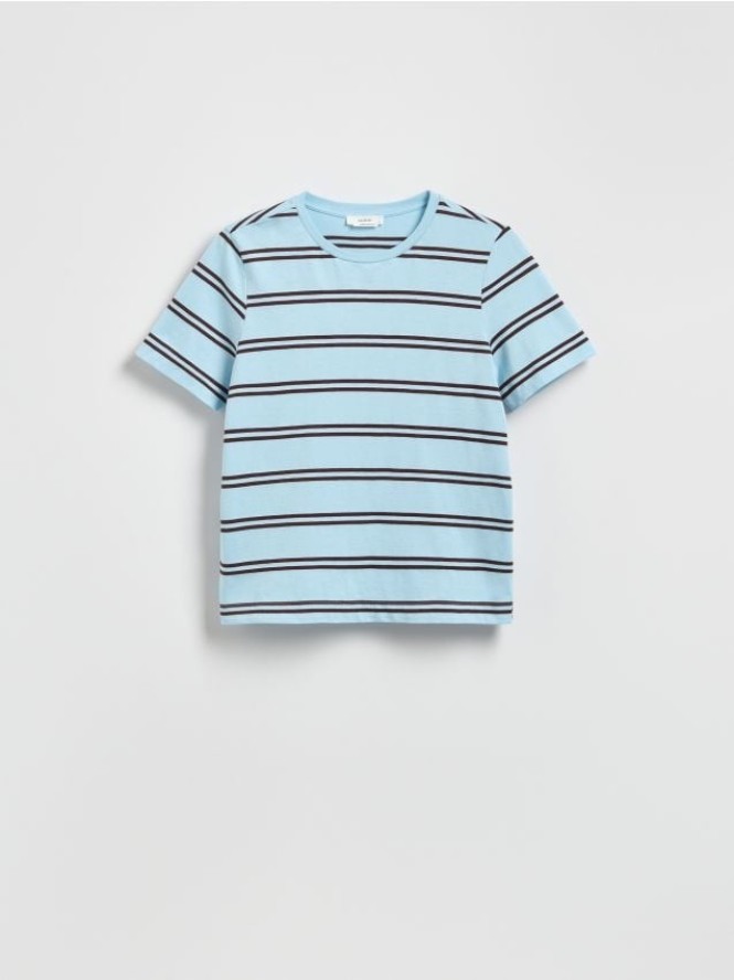 T-shirt w paski - jasnoniebieski