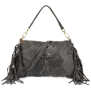 Listonoszka skórzana boho VERA PELLE Z24 szara