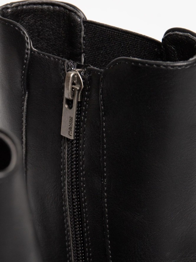 Botki damskie ze skóry ekologicznej czarne OO274167 906