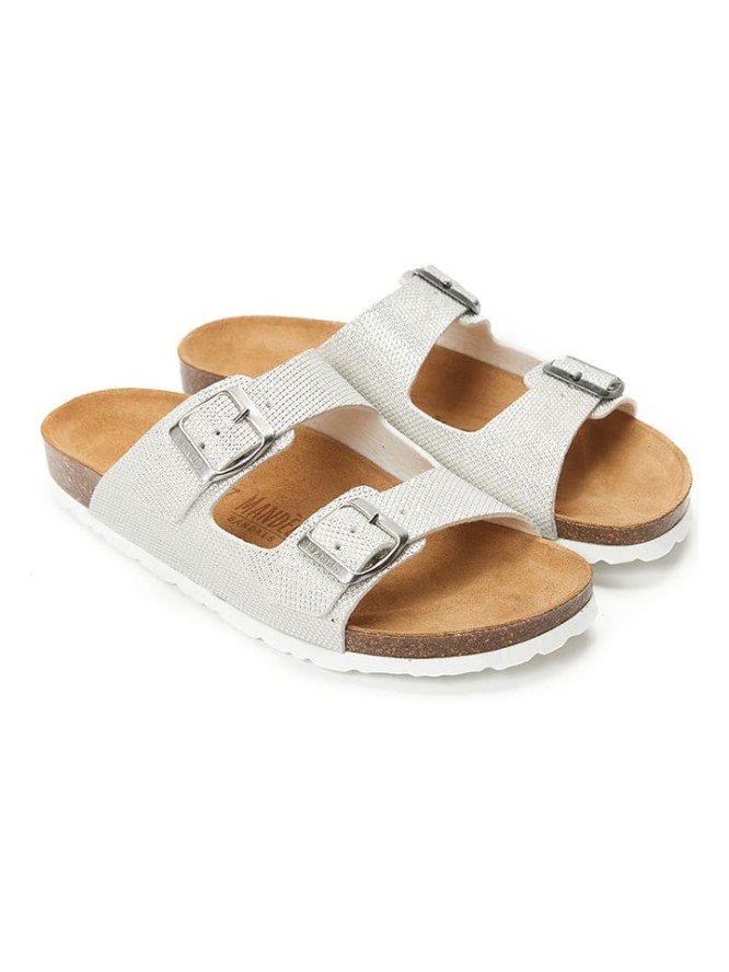 Mandel Klapki "Alberto" w kolorze srebrno-białym rozmiar: 40