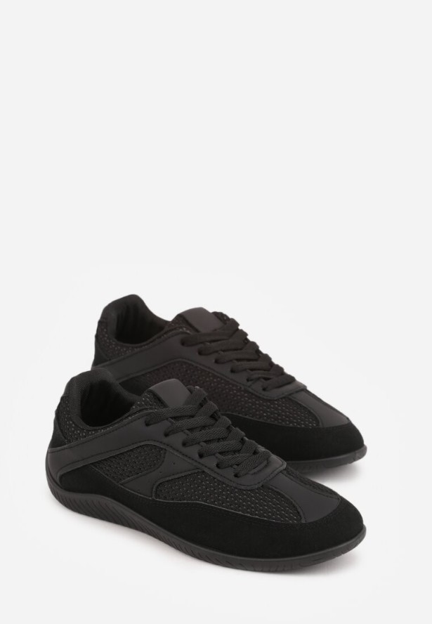 Czarne Sneakersy Ozdobione Geometrycznym Motywem Lamemisia