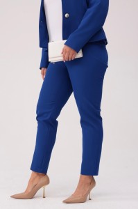 Eleganckie biznesowe spodnie Amelia w szafirowym kolorze PLUS SIZE XXL OVERSIZE WIOSNA