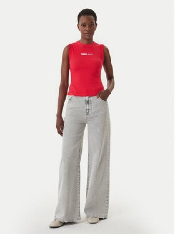 Tommy Jeans Top DW0DW22577 Czerwony Slim Fit