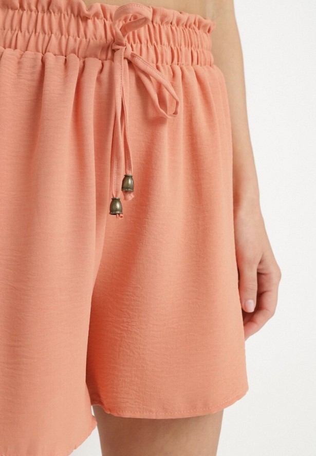 Pomarańczowe Luźne Szorty z Wysokim Stanem Mevindrae