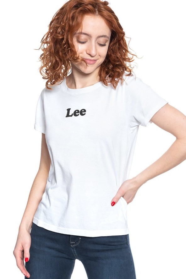 LEE T SHIRT DAMSKI LOGO T WHITE L40FEP12 112108538