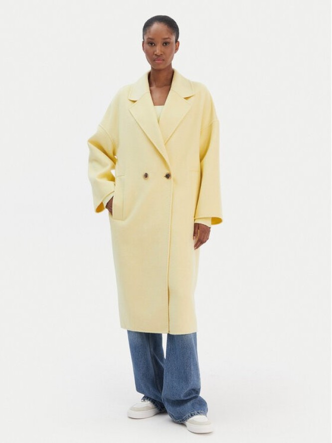 ViCOLO Płaszcz wełniany TF0003 Żółty Regular Fit