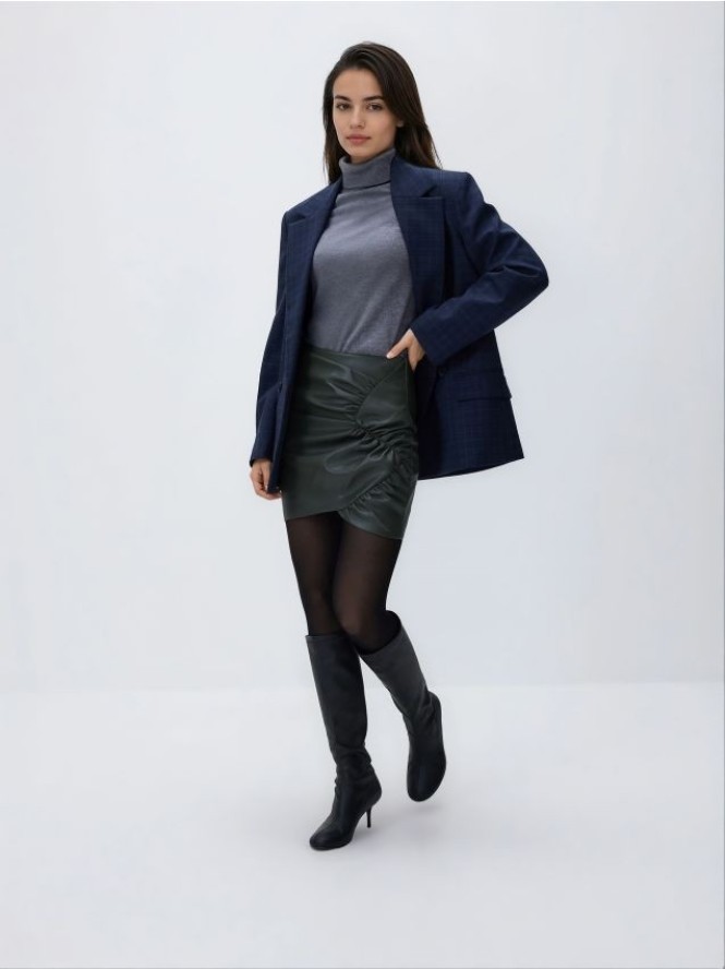 Spódnica z marszczeniem - ciemnozielony