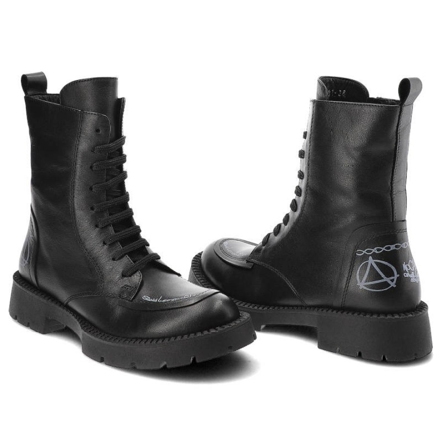 Czarne Botki Venezia Eleganckie Ocieplane Buty Damskie