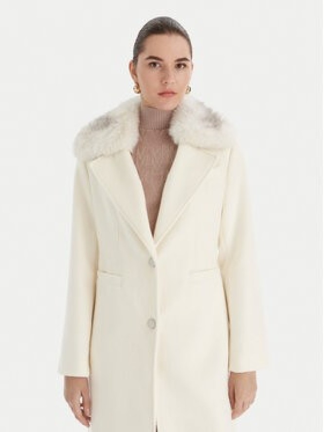 Guess Płaszcz wełniany W5BL19 W2642 Écru Regular Fit