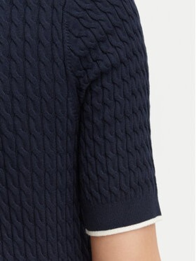 Tommy Hilfiger Bluzka Fine Gg Cable Boat WW0WW50103 Granatowy Regular Fit