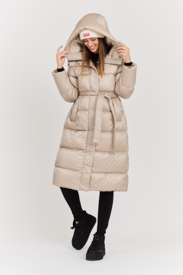 HETREGO Beżowy damski puchowy płaszcz Karen Woman Quilted Coat, Rozmiar 42 EU - 46 IT