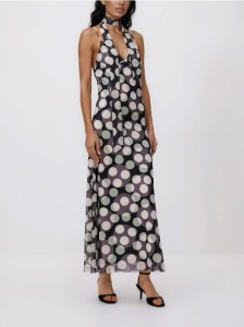 Sukienka maxi w groszki - wielobarwny