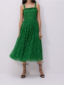 Koronkowa sukienka midi - zielony