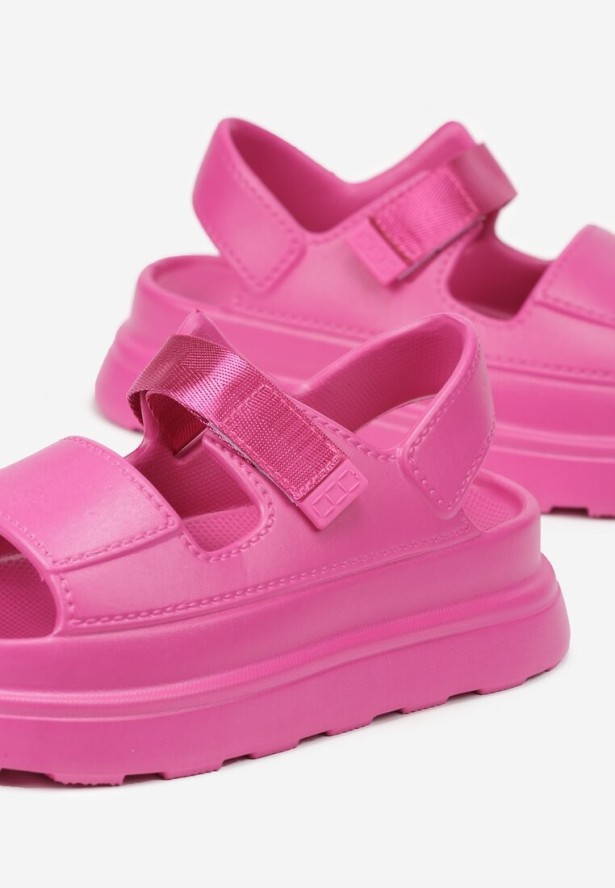 Fuksjowe Piankowe Sandały Chunky na Grubej Podeszwie z Zapięciem na Rzep Obenae