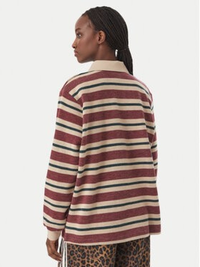 adidas Bluza Stripe Knitted Polo Top LG4083 Bordowy Regular Fit
