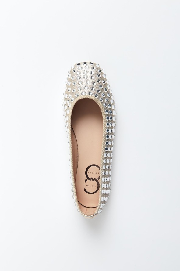 Baleriny skórzane z cyrkoniami CESARE CASADEI