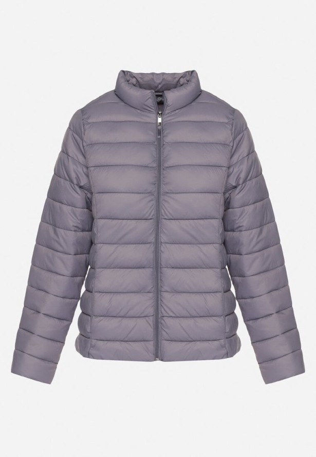 Szara Pikowana Kurtka w Klasycznym Stylu Nelaniel