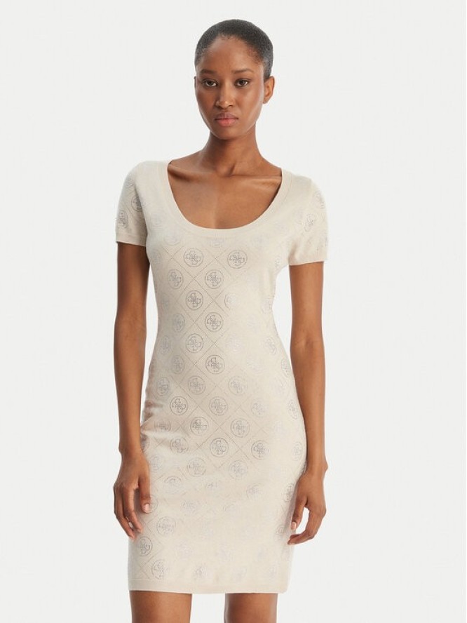 Guess Sukienka dzianinowa W6RK92 Z3JD2 Beżowy Regular Fit