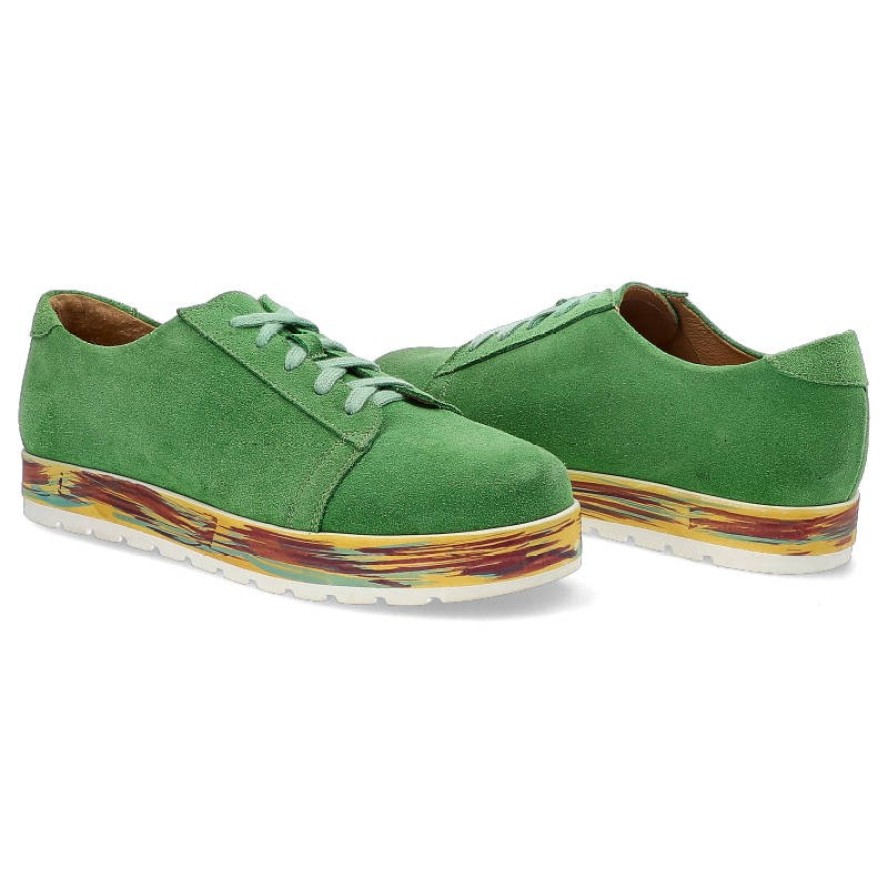 Zielone Półbuty Annmex Damskie Wygodne Obuwie