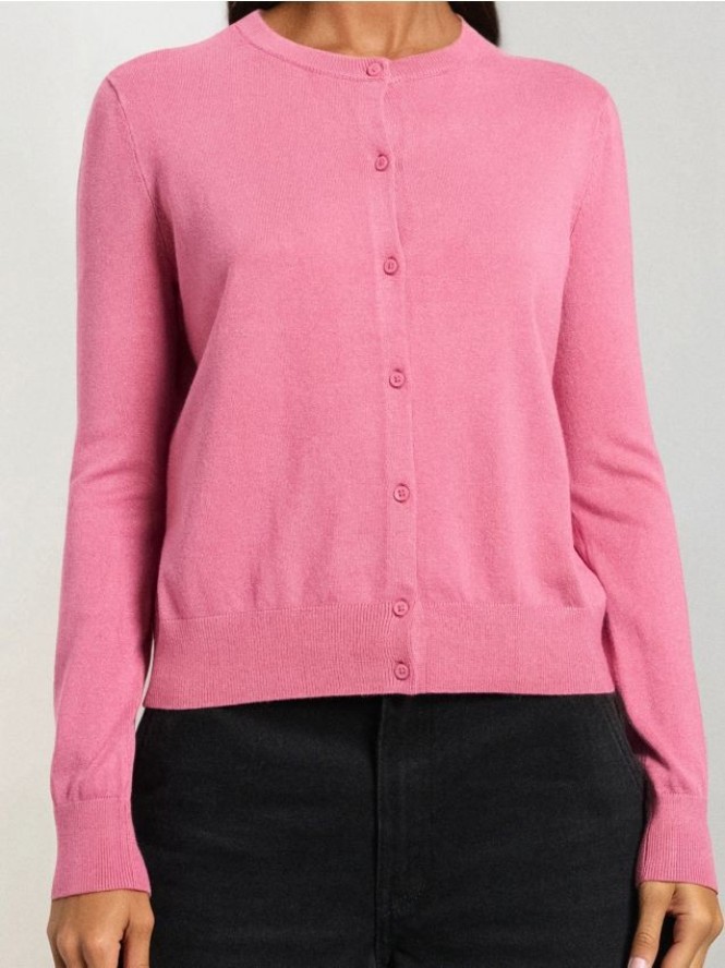 Gładki kardigan - różowy