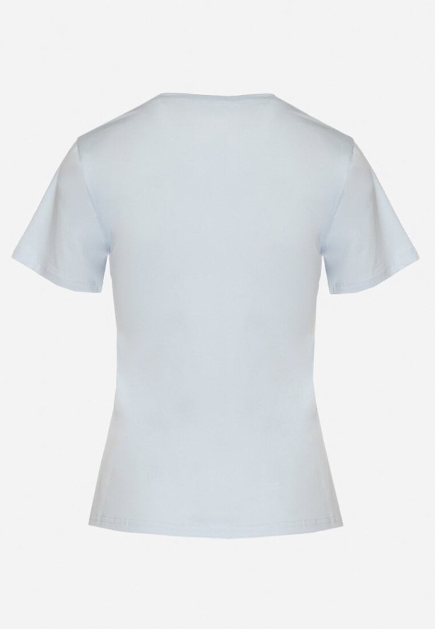 Jasnoniebieski Klasyczny T-shirt z Bawełny Lorali