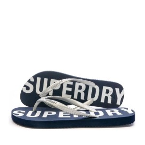superdry Klapki Code Essential z gumy - Deep Navy/Metallic Silver