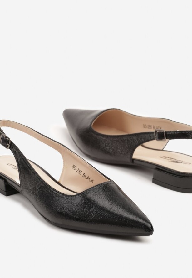 Czarne Sandały Typu Slingback ze Szpiczastym Noskiem Pilliane