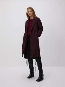 Jednorzędowy płaszcz - burgundowy
