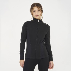 Damska Bluza Treningowa Dafne z Kapturem i Zamkiem Czarna