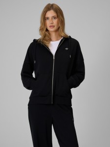 4F Bluza dresowa loose z kapturem damska - czarna M