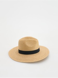 Pleciony kapelusz panama - beżowy