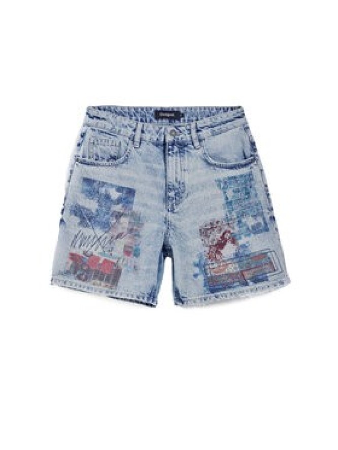 Desigual Szorty jeansowe Inidan 25SWDD24 Niebieski Straight Fit