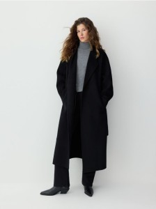 Płaszcz handmade z wełną - czarny