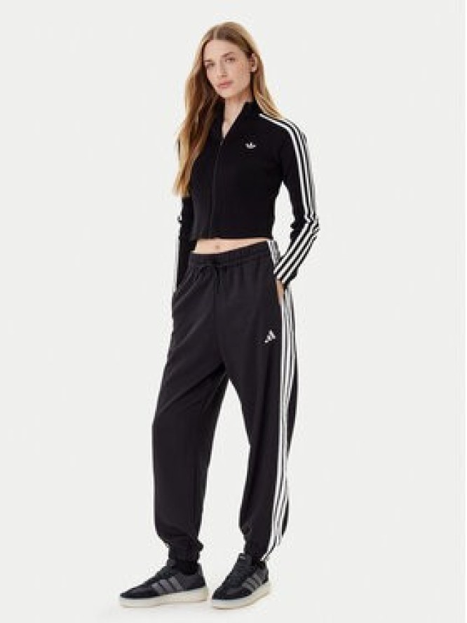 adidas Spodnie dresowe Essentials 3-Stripes Fleece JE1276 Czarny Loose Fit