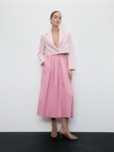 Bawełniana spódnica midi - różowy