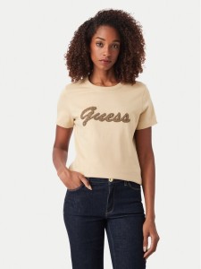 Guess T-Shirt W6YI29 K4348 Beżowy Regular Fit