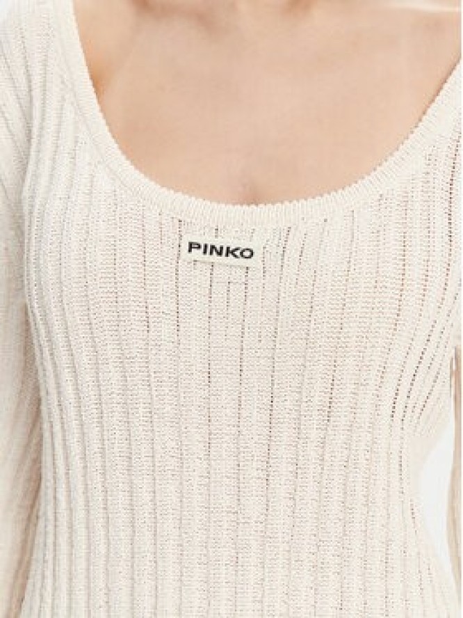 PINKO Sukienka dzianinowa 105301 A2N7 Écru Regular Fit