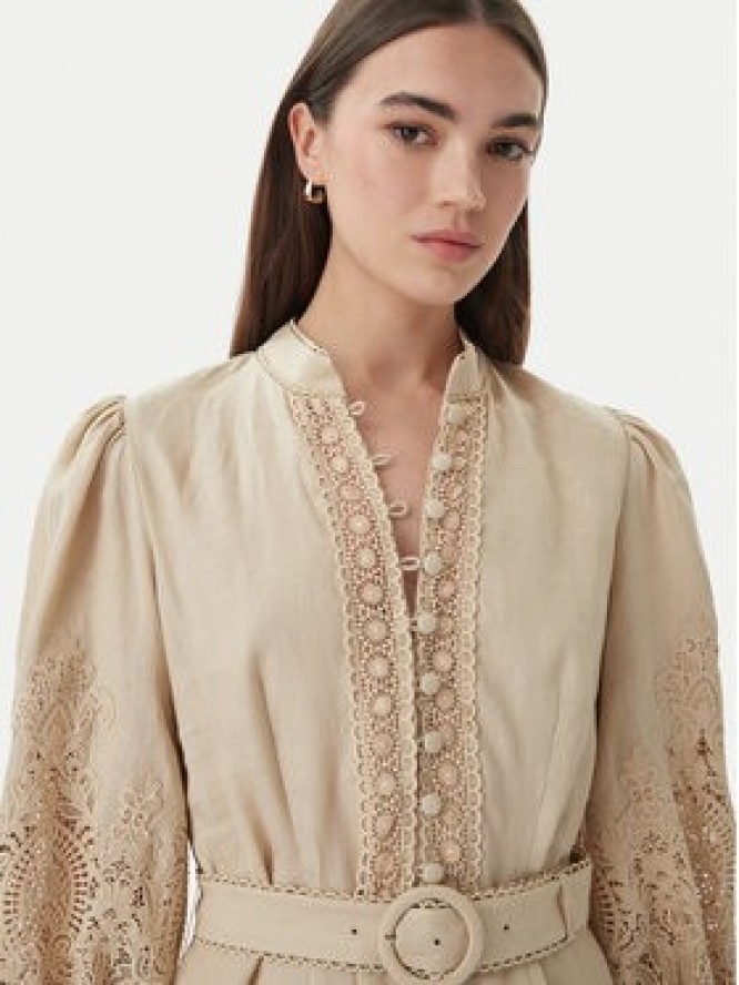 Luisa Spagnoli Sukienka koktajlowa Provina 542925 Beżowy Regular Fit