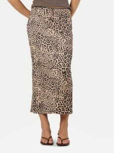 Noisy May Spódnica midi Avery 27034322 Brązowy Slim Fit